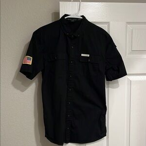 Grunt Style Black Casual Button Down Shirt